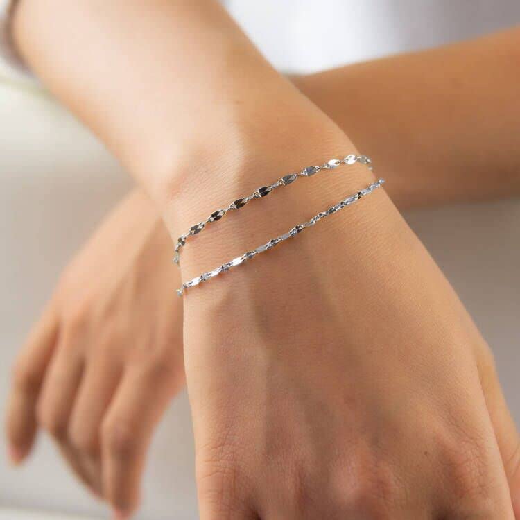 Tasiso Silver Plated Simple Lip Chain Bracelets Delicate Layered Link Bracelets for Women Dainty Layering Bracelet Hand Jewelry - Image 4